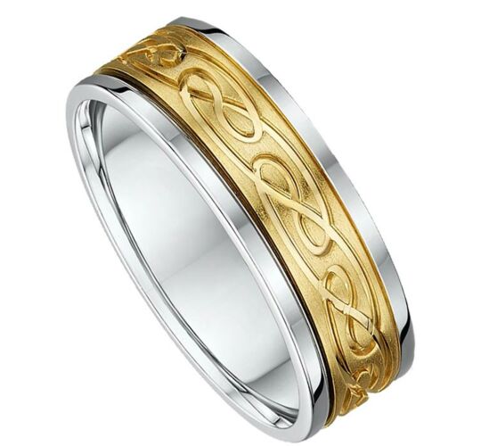 7mm Two Tone Gold Wedding Ring | 666A05